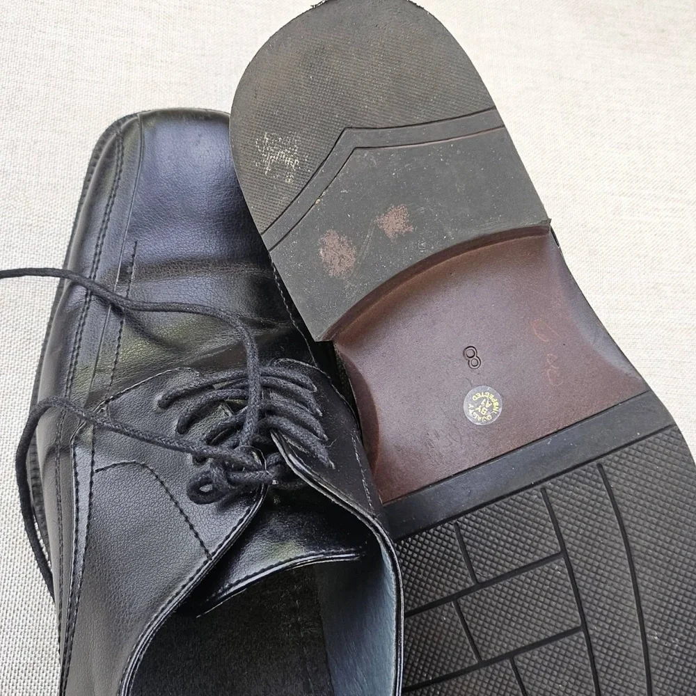 J‎ Ferrar JF Derby Squared Toe Dress Shoes Black Lace Up Formal 014-2902 Mens 8M